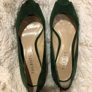 Talbots Green Suede Peep Toe